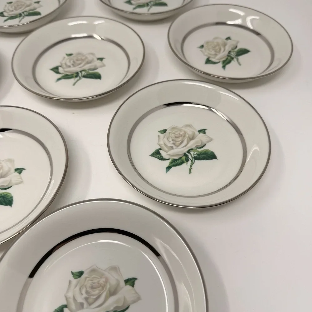 🇺🇸 Governor's Mansion Vogue Ceramic Industries Rose Plates 5.4